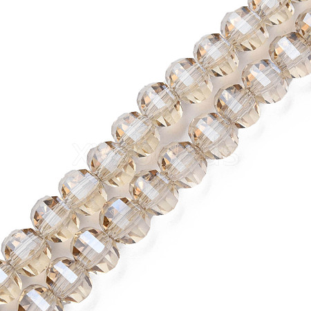 Electroplate Transparent Glass Beads Strands EGLA-N002-31-F04-1