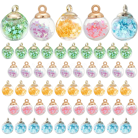50Pcs 5 Colors Luminous Glass Pendants FIND-AR0005-98-1