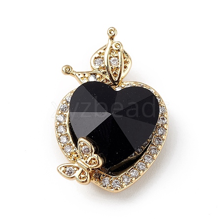 Real 18K Gold Plated Rack Plating Brass Micro Pave Clear Cubic Zirconia Pendants KK-C015-27G-10-1