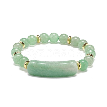 Natural Green Aventurine Rectangle Beaded Stretch Bracelet BJEW-JB08982-01-1