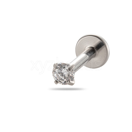 G23 Titanium Alloy Cubic Zirconia 17 Gauge Flat Round Threadless Labrets WG94BD7-03-1