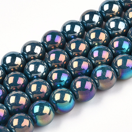 Electroplate Opaque Glass Beads Strands GLAA-T032-P4mm-AB14-1