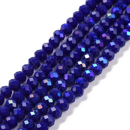 Electroplate Opaque Solid Color Glass Beads Strands X1-EGLA-A034-P6mm-L12-1