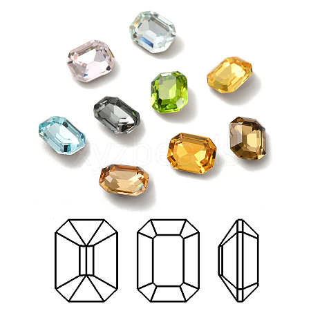 Faceted K9 Glass Rhinestone Cabochons GGLA-R042-02B-1