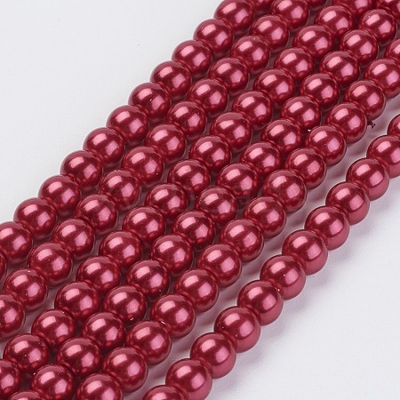 Eco-Friendly Dyed Glass Pearl Beads Strands HY-A008-5mm-RB084-1