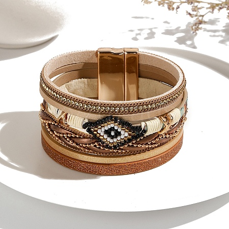 Imitation Leather Crod Multi-strand Bracelet PW-WGFD5E9-01-1