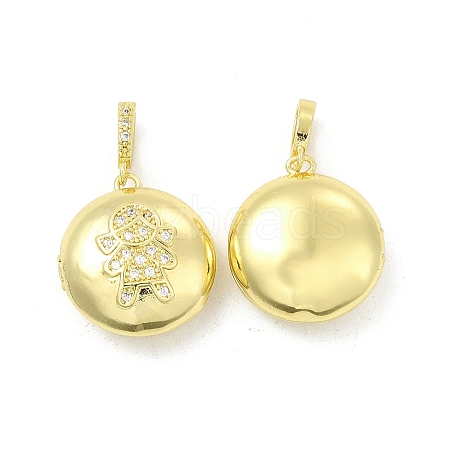 Brass Micro Pave Clear Cubic Zirconia Locket Pendants KK-H441-43A-LG-1