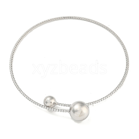 Rack Plating Brass Pave Clear Cubic Zirconia Round Ball Choker Necklaces NJEW-A031-02-01P-1