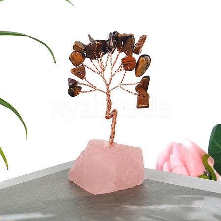 Natural Tiger Eye Chips Tree of Life Decorations PW-WGDDE68-05-1