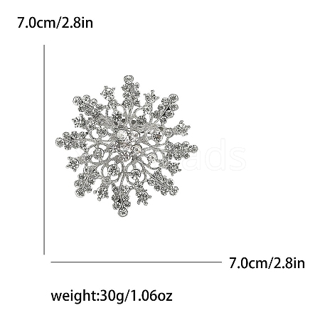 Alloy and Clear Glass Rhinestone Christmas Snowflake Brooch for Women PW-WG5C554-02-1