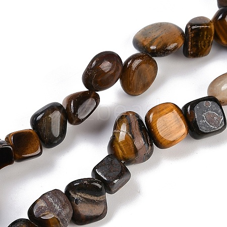 Natural Tiger Eye Nuggets Beads Strands G-B125-A08-01-1