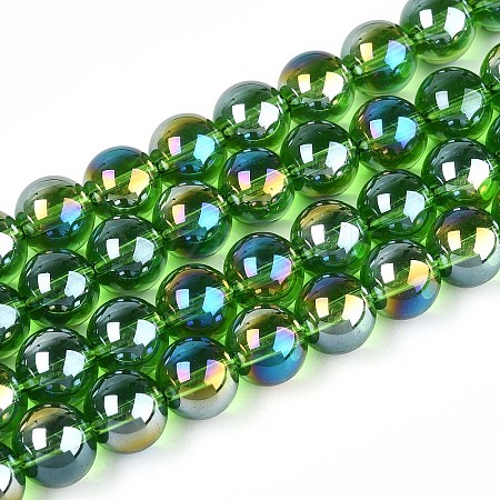 Electroplate Transparent Glass Beads Strands GLAA-T032-T10mm-AB07-1