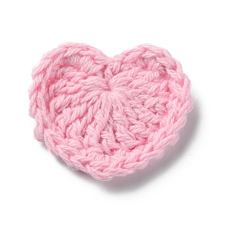 Heart Handmade Crochet Cotton Ornament Accessories AJEW-WH0326-52D-1