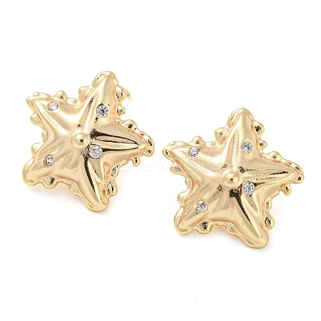 Brass with Glass Stud Earrings Findings KK-K351-18G-1