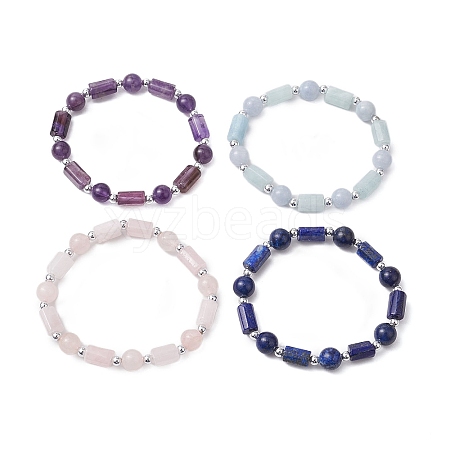 Natural Gemstone Round Beaded Stretch Bracelets for Women BJEW-JB11137-1