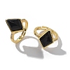 Rhombus Natural Obsidian Finger Rings RJEW-B113-01G-07-4