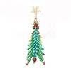 Christmas Tree Natural Red Jasper & Glass Seed Beads Dangle Stud Earrings for Women EJEW-MZ00157-4