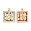 Square with Cross Brass Micro Pave Cubic Zirconia Pendants KK-K385-039G-1