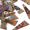  16Pcs 8 Colors Transparent Resin & Walnut Wood Big Pendants RESI-TA0001-95-12