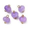 Natural White Jade Dyed Saucer Charms with Rack Plating Golden Tone Brass Bails KK-B103-17B-03-1