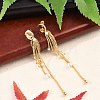 Brass ABS Plastic Pearl Tassel Stud Earrings EJEW-U040-11G-2