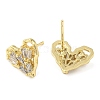 Cubic Zirconia Heart Stud Earrings EJEW-G353-03G-2