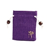 Flower Print Linen Drawstring Gift Bags for Packaging Sachets PW-WG59299-03-1