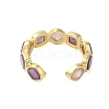 Square Natural Amethyst Open Cuff Rings RJEW-K272-02G-03-3