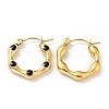 Ion Plating(IP) 304 Stainless Steel Hexagon Hoop Earrings with Enamel for Women EJEW-G293-17D-G-2