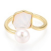 Natural Pearl Open Cuff  Ring with Msilver-Lipped Pearl Oyster X-PEAR-N022-C11-2