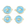 Ocean Brass Enamel Connector Charms KK-C251-05G-02-1