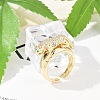 Brass Micro Pave Clear Cubic Zirconia Cuff Rings for Women Men RJEW-Z080-02G-2