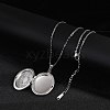 Anti-Tarnish 304 Stainless Steel Oval Locket Pendant Cable Chain Necklaces for Women NJEW-M050-04D-P-2