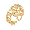 Brass Heart Charm Open Cuff Ring KK-D080-09G-3