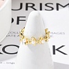 Flower Brass Open Cuff Rings for Women RJEW-R011-09G-01-3