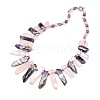 Natural Gemstone Beaded Bib Statement Necklaces NJEW-P083-06-1