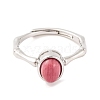 Oval Natural Rhodonite Adjustable Rings RJEW-Q817-04P-04-2