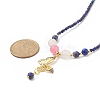 Colorful Cubic Zirconia Butterfly Pendant Necklace with Natural Mixed Gemstone Beaded Chains for Women NJEW-JN04169-5