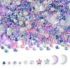 12Pcs 4 Style Moon & Star Transparent Spray Painted Glass Beads GLAA-FS0001-67-2