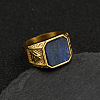 304 Stainless Steel with Natural Lapis Lazuli Finger Rings FS-WG06E27-15-1