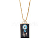Brass Enamel Rectangle with Evil Eye Pendant Necklaces FS-WG7D7CE-05-2