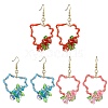 3Pairs 304 Stainless Steel Flower Glass Seed Beaded Dangle Earrings EJEW-MZ00335-2