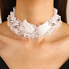 Elastic Lace Bowknot & Alloy Cross Choker Necklaces for Women WG2B529-06-1