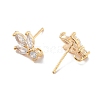 Brass Clear Cubic Zirconia Stud Earring Findings KK-A238-02B-G-2