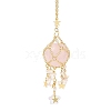 Natural Rose Quartz with Rack Plating Brass Pendants Decorations AJEW-B023-01G-06-2