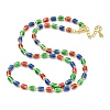 Brass Enamel Column Link Chain Necklaces NJEW-H039-13G-2