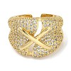 Rack Plating Brass Micro Pave Cubic Zirconia Cuff Finger Rings for Women RJEW-C114-20C-G-2