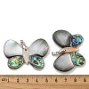 Rack Plating Brass Pave Natural Paua Shell & White Shell Pendants KK-U025-12P-10-3