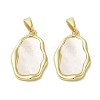 Brass Pave Shell Pendants KK-I708-13A-G-1