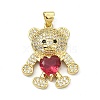 Brass Micro Pave Cubic Zirconia Pendants ZIRC-F137-01G-2